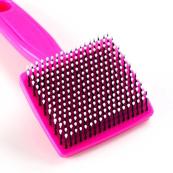 Пуходёрка малая, 6&times;13.5 см, мягкая, с закруглёнными зубьями, пластик, розовая