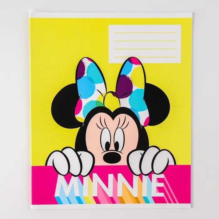 Тетрадь в линейку 12 листов, 5 видов МИКС, обложка мелованная бумага, &laquo;Минни Маус&raquo;