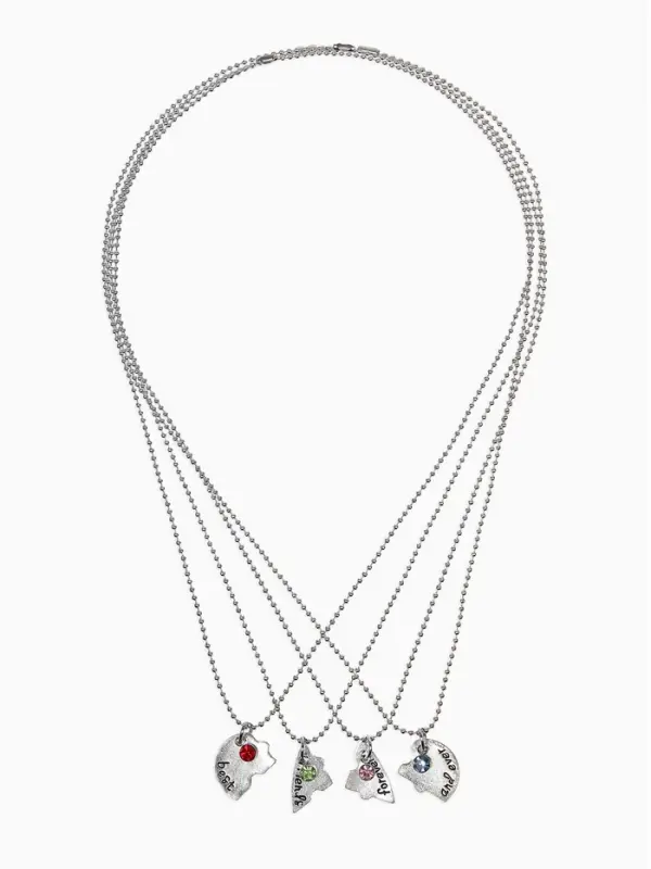 Кулоны парные &laquo;Фантастическая четвёрка&raquo;, 45 см, цветные в серебре