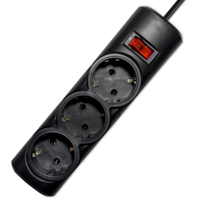 Сетевой фильтр PROGIX PG335 3р/2м/2,2кВт/10А заземление, черный, ПВС 3х0.75