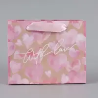 Пакет подарочный крафтовый, упаковка, &laquo;With love&raquo;, S 15&times;12&times;5.5 см