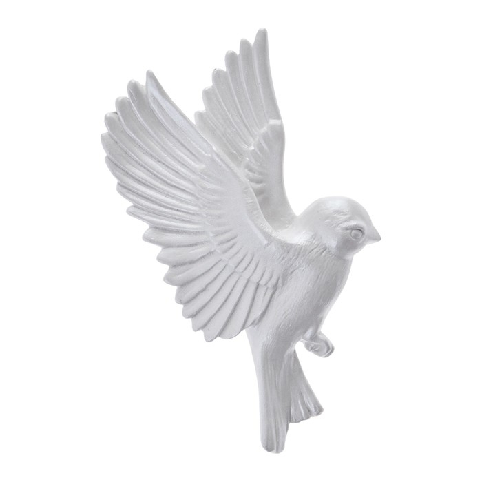 Декорация настенная, гипсовое панно Декорация настенная, гипсовое панно "Птицы", 5 шт, серебристые