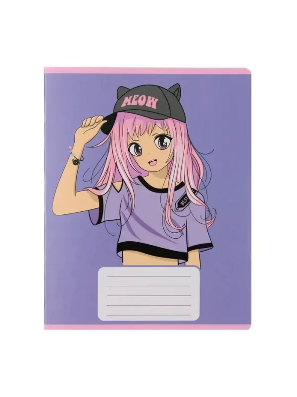 Комплект тетрадей из 10 штук, 12 листов в частую косую линию Calligrata "Аниме", обложка мелованный картон, ВД-лак, блок офсет, 5 видов по 2 штуки