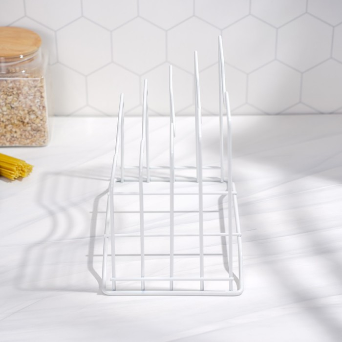 Держатель для крышек и разделочных досок Доляна, 26×16×22 см, цвет белый Держатель для крышек и разделочных досок Доляна, 26×16×22 см, цвет белый