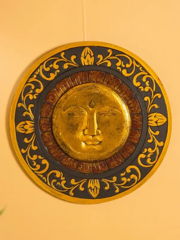 Панно  Панно "Солнце" МДФ, 40х40х2 см, цв. чёрный/золото/красный