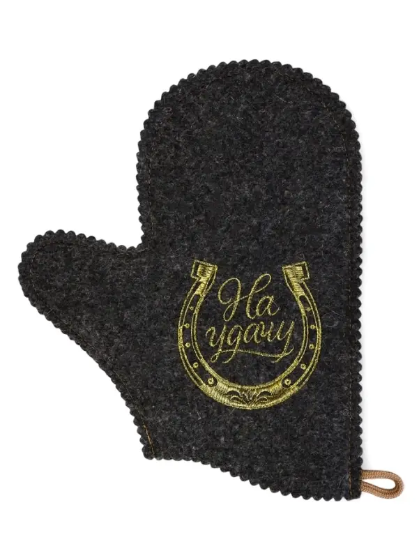 Рукавица для бани вышивка Рукавица для бани вышивка "На удачу", темная