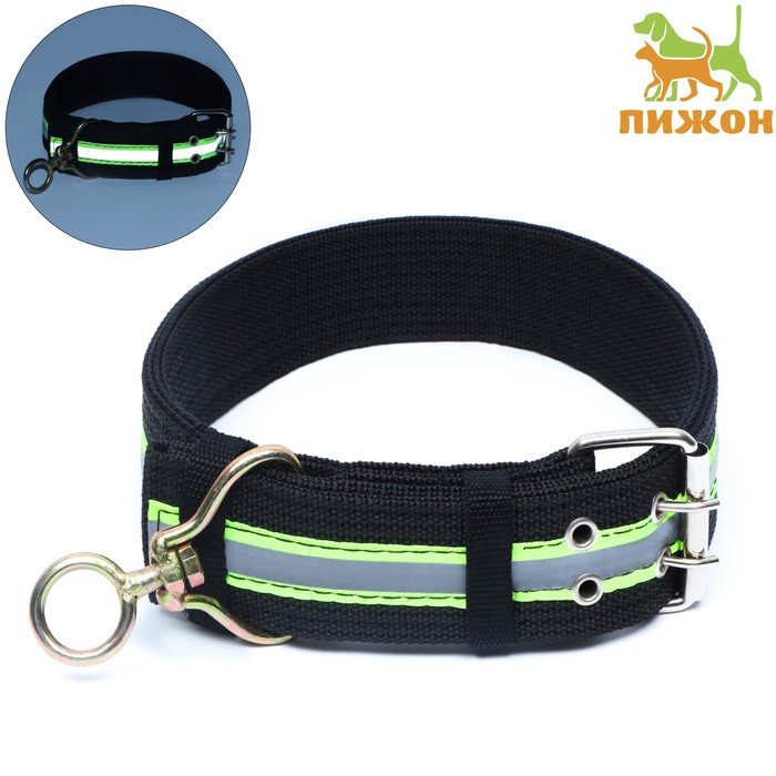 Ошейник четырехслойный светоотражающий с вертлюгом, 71 х 5 см, ОШ 55-65 см, чёрный Ошейник четырехслойный светоотражающий с вертлюгом, 71 х 5 см, ОШ 55-65 см, чёрный