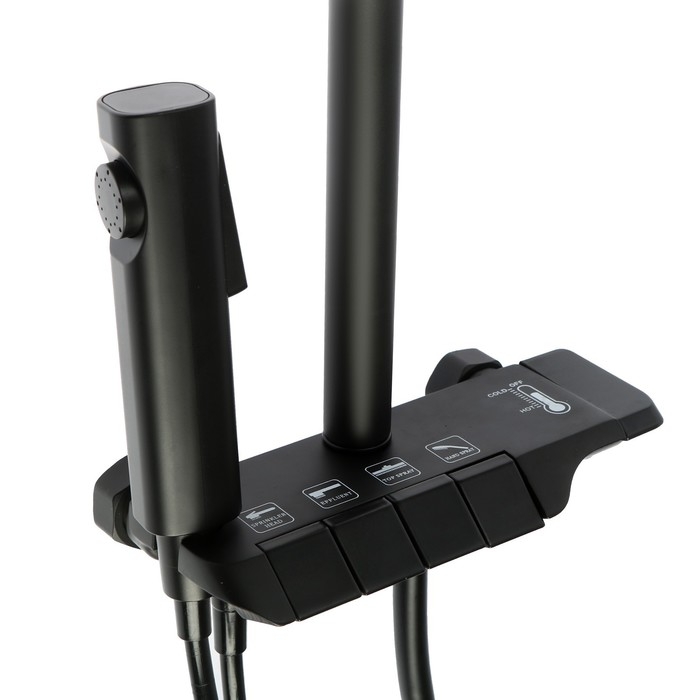 Душевая система ZEIN Z3684, верхняя и ручная лейка, ПВХ шланг, гигиенический набор, черная Душевая система ZEIN Z3684, верхняя и ручная лейка, ПВХ шланг, гигиенический набор, черная