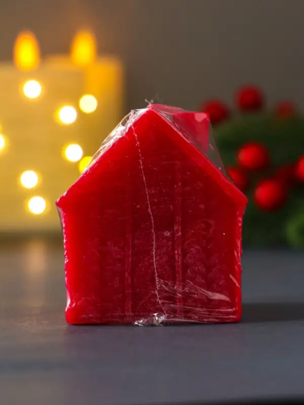 Свеча "Сканди дом вязаный" 55*60 мм, красный