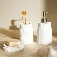 Аксессуары для ванной SL Home, 3 предмета: дозатор, мыльница, стакан, белые