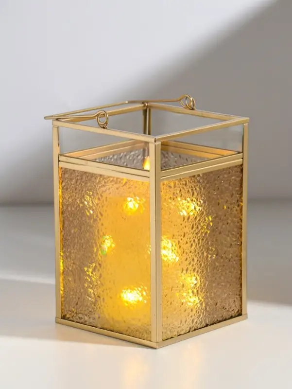 Подсвечник стекло, металл "Капли" золотой 10,5х12х19,4 см