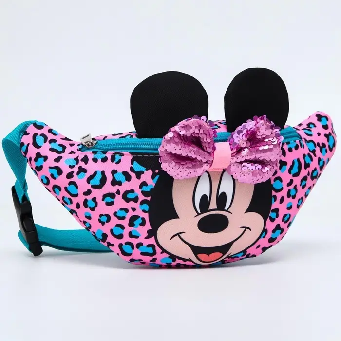 Сумка поясная детская для девочки, с ушками, 25&times;6&times;13 см, Минни Маус
