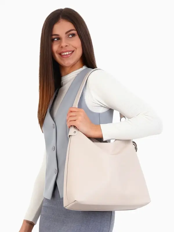 Сумка - мешок женская TEXTURA, на молнии, 32&times;11&times;32 см, бежевая