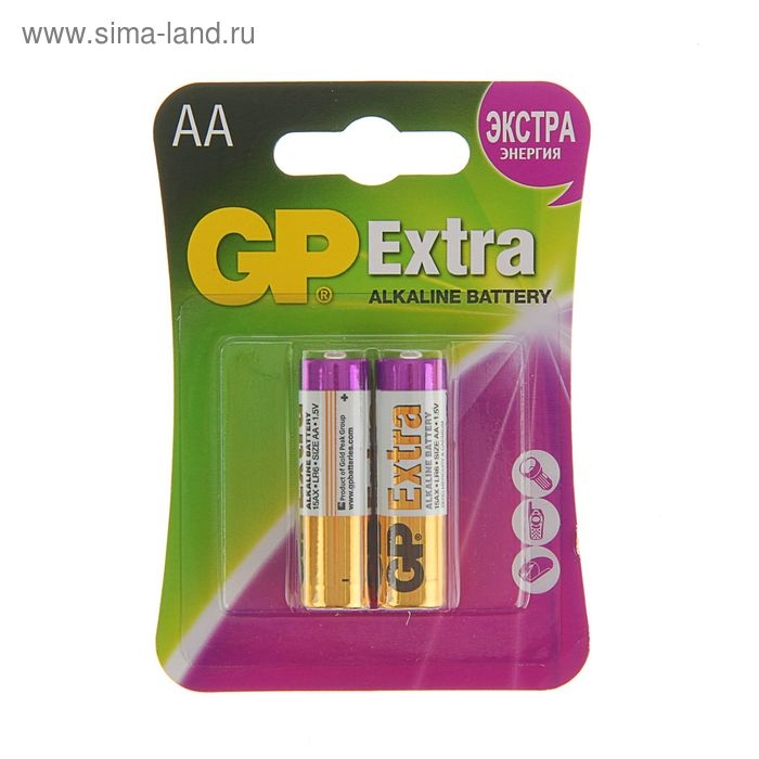 Батарейка алкалиновая GP Extra, AA, LR6-2BL, 1.5В, блистер, 2 шт. Батарейка алкалиновая GP Extra, AA, LR6-2BL, 1.5В, блистер, 2 шт.