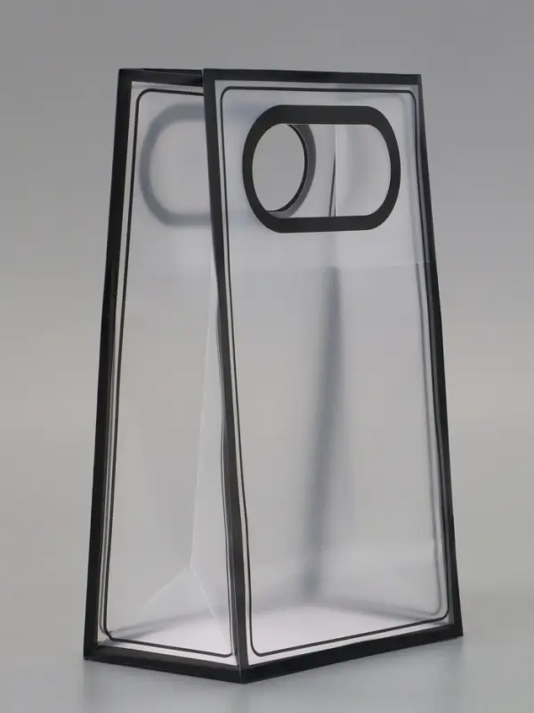 Пакет ПП с вырубной ручкой, прозрачный, 25&times;19&times;9 см, чёрный