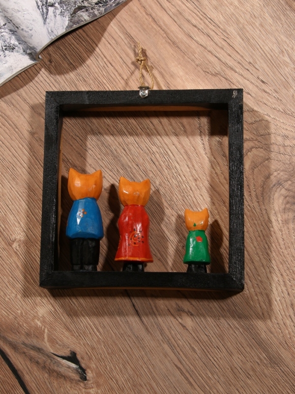 Сувенир интерьерный Сувенир интерьерный "Кошки в рамке" дерево 19х19 см