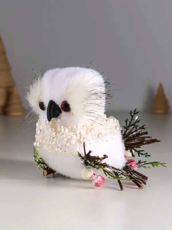 Декор "Белый совёнок с бусинками" 13х7х9 см