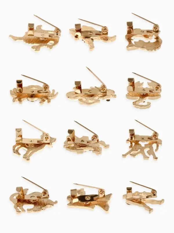 Брошь &laquo;Знаки зодиака&raquo;, ассорти, гороскоп, белая в золоте