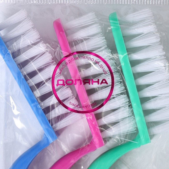 Набор щёток с изогнутой удлинённой ручкой Доляна, 15 см, 3 шт Набор щёток с изогнутой удлинённой ручкой Доляна, 15 см, 3 шт