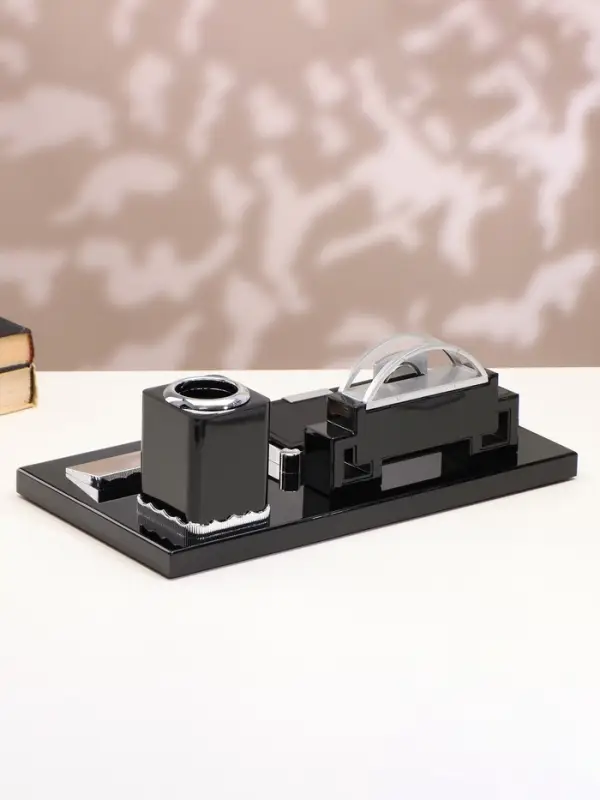 Набор настольный, органайзер 4 в 1 с визитницей и часами, 34&times;17&times;13 см