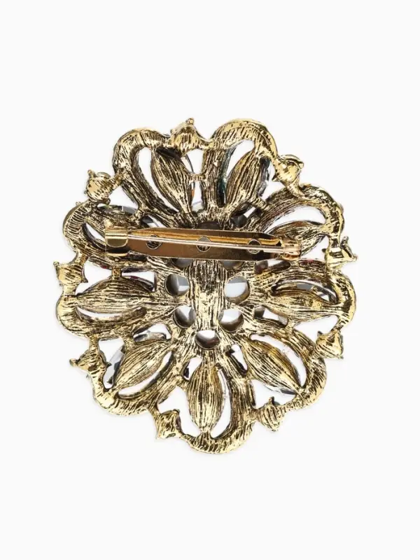 Брошь "Императрица" цветок распустившийся, цветная в чернёном золоте