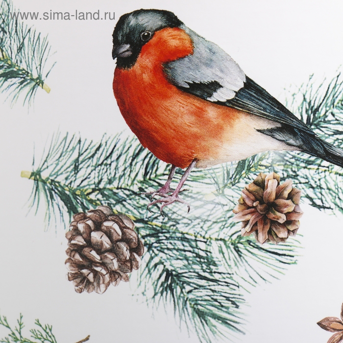 Круглая подарочная коробка «Снегири», 14 х 16 см, Новый год Круглая подарочная коробка «Снегири», 14 х 16 см, Новый год