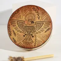 Шаманский бубен &laquo;Птица&raquo;, музыкальный инструмент, с колотушкой, 5&times;25&times;25 см