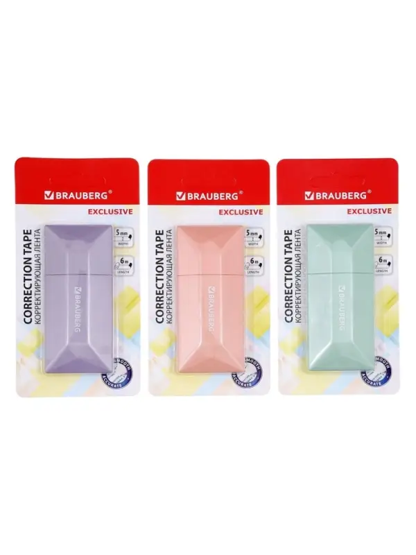 Корректор-лента 6 м&times;5 мм BRAUBERG EXCLUSIVE, МИКС