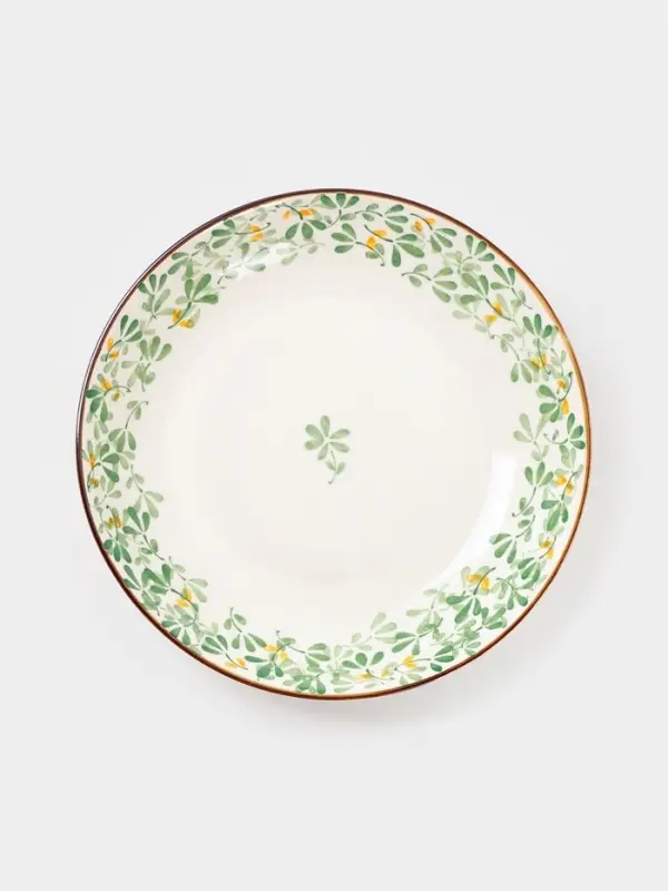 Тарелка &laquo;Гармония лепестков&raquo;, d=20.5 см, фарфор, белая, зелёная