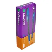 Ручка шариковая Berlingo. I-10 Nero, синий стержень, узел 0.4 мм, резиновый упор