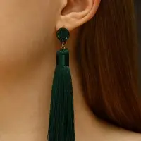 Серьги &laquo;Кисти&raquo;, гармония, цвет изумрудный, L кисти 8.5 см