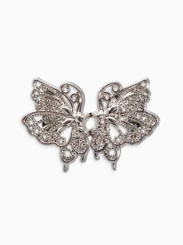 Зажим для кардигана Зажим для кардигана "Ажур" бабоччка, цвет серебро