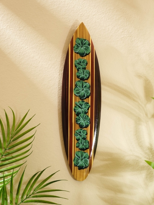 Панно "Доска для сёрфа "Клевер" дерево 40х11 см