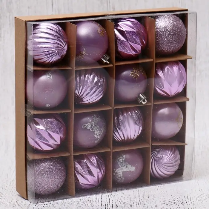 Ёлочные игрушки &laquo;Патрис полоски&raquo;, шары новогодние, d=6 см, набор 16 шт.