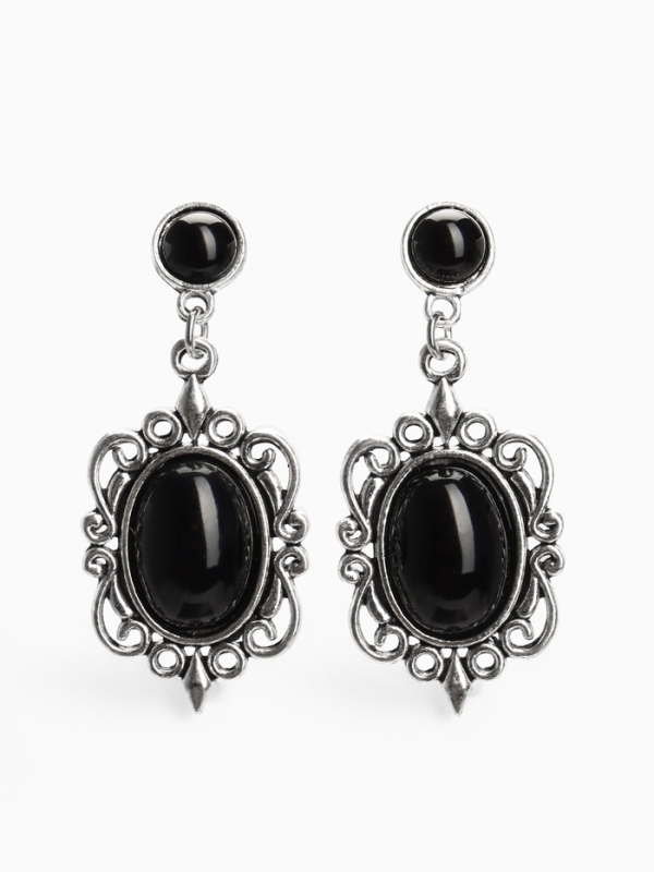 Серьги «Ажур» капля винтаж, чёрные в чернённом серебре Серьги «Ажур» капля винтаж, чёрные в чернённом серебре