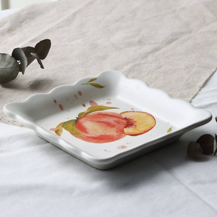 Тарелка глубокая керамическая «Летний день», 14 х 14 см, цвет белый Тарелка глубокая керамическая «Летний день», 14 х 14 см, цвет белый