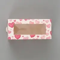 Коробка подарочная с окном &laquo;Сердца&raquo;, 12&times;5.5&times;5.5 см, самосборная