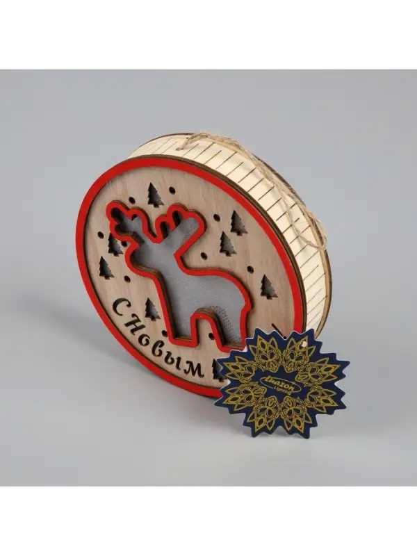 Ёлочная игрушка &laquo;Лосёнок&raquo;, 13.5&times;3 см, 1 LED, от батареек, свечение тёплое белое