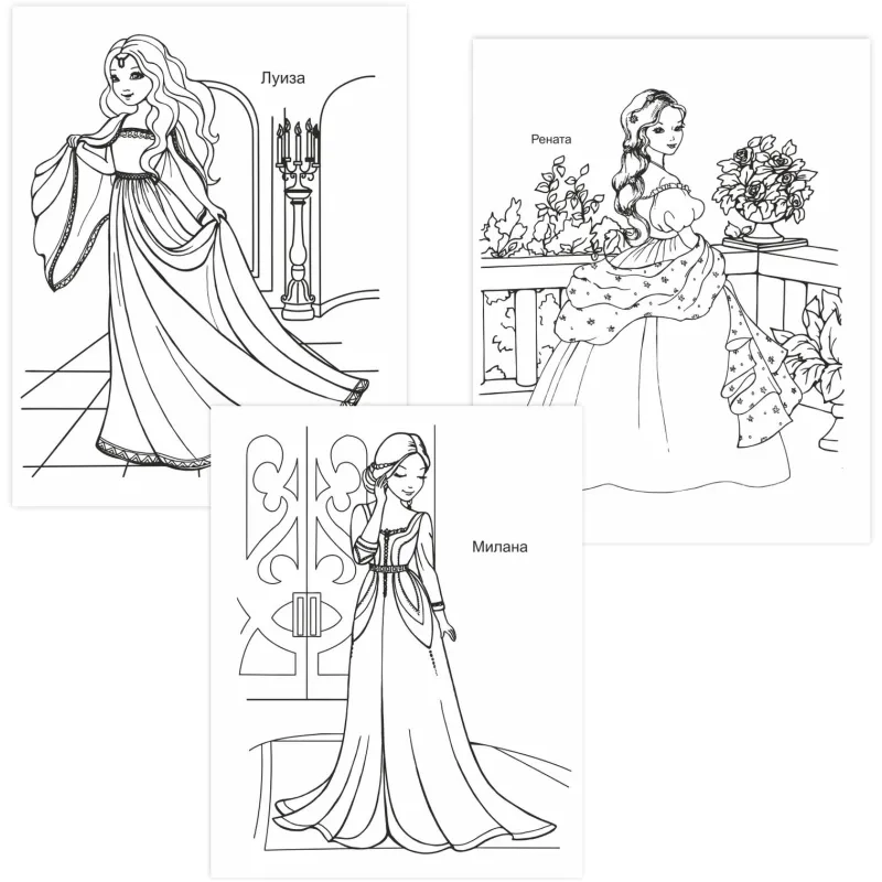 Раскраска Принцессы А4, набор 4шт, 9785912889653