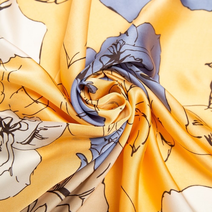 Платок текстильный, цвет жёлтый/синий, размер 70х70 Платок текстильный, цвет жёлтый/синий, размер 70х70