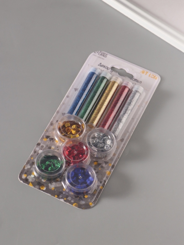 Глиттер Глиттер "Пудра и пайетки" металлик набор 5х6 гр и 5х5 гр 21,4х9,3 см