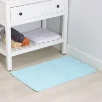 Коврик для ванной Доляна &laquo;Букли длинные&raquo;, 50&times;80 см, длина букли 2 см, голубой