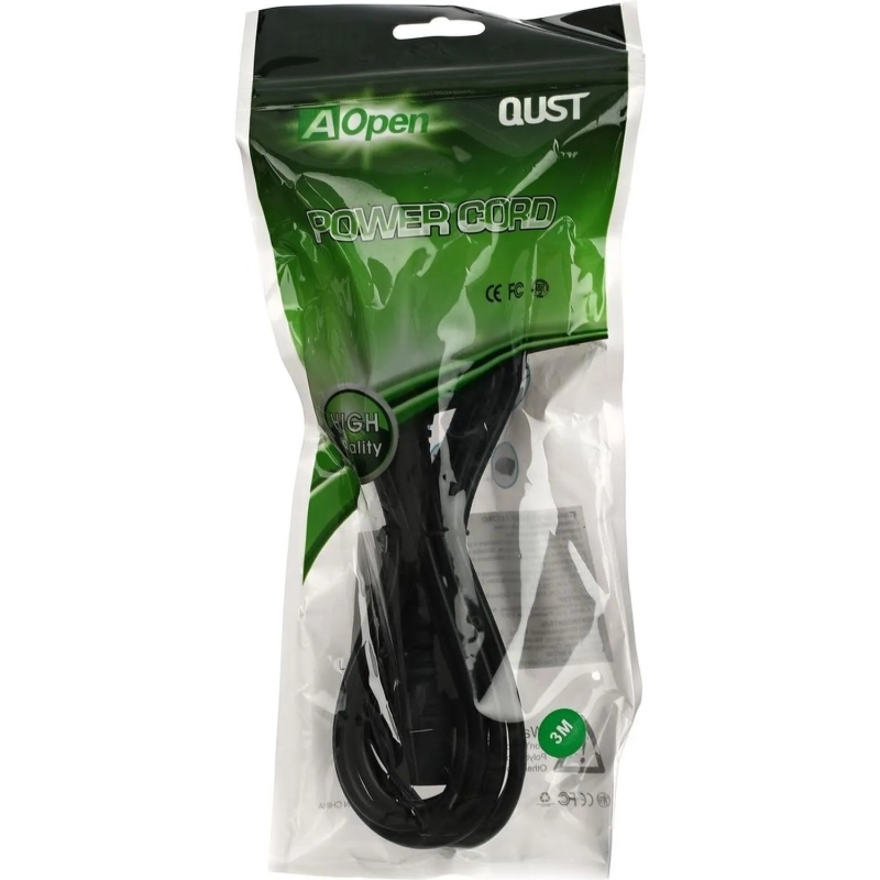 Кабель комп -> розет 220V (угловая Евровилка) 3Gx0,5mm2 3м iOpen ACE021-3M