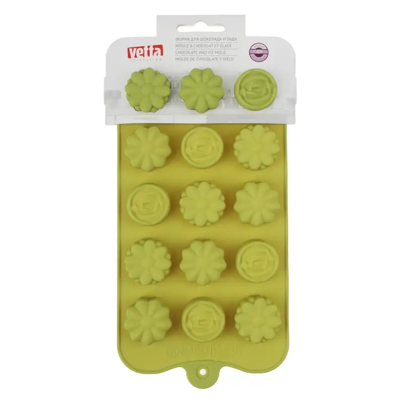 VETTA Форма силиконовая для шоколада и льда 15 ячеек, 21x10x1,6см "Шоколадка", 3 цвета