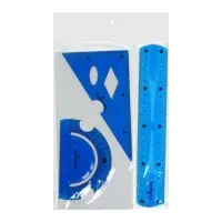 Набор геометрический Calligrata, силиконовый, гибкий, 3 предмета (линейка 20 см, угольник, транспортир), МИКС