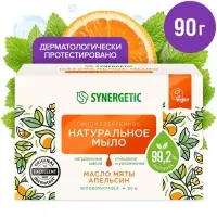 Натуральное туалетное мыло Synergetic &laquo;Масло мяты и апельсин&raquo;, гипоаллергенное, 90 г