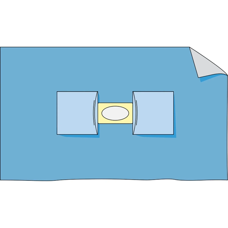 Простыня стерил. 1200х700 пл.42 с овал.отв. №2 для офталь голубая  Гекса