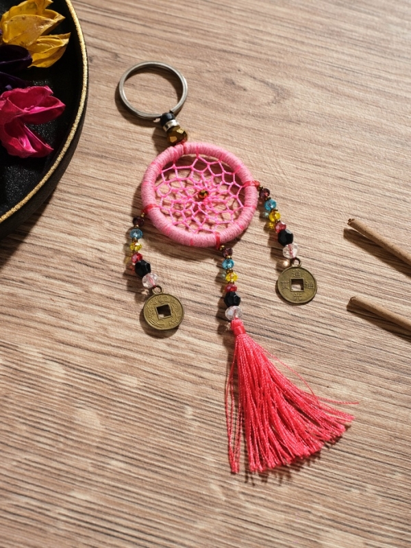 Брелок Брелок "Ловец снов" 4х15 см. розовый