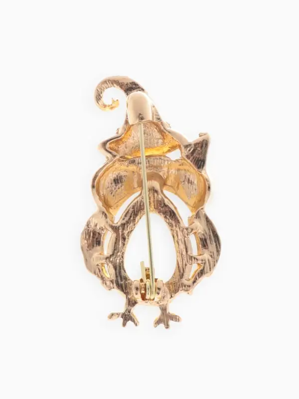 Брошь &laquo;Филин в колпаке&raquo;, чёрный, белая в золоте