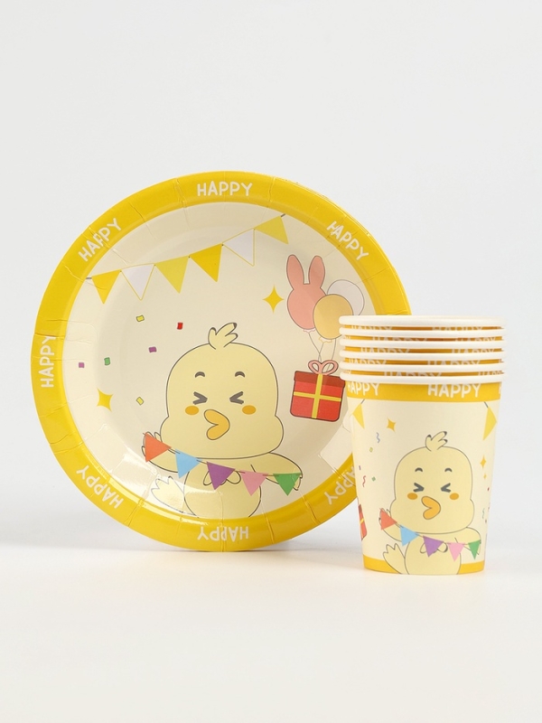Набор бумажной посуды Набор бумажной посуды "Счастливый цыплёнок", набор 12 шт.